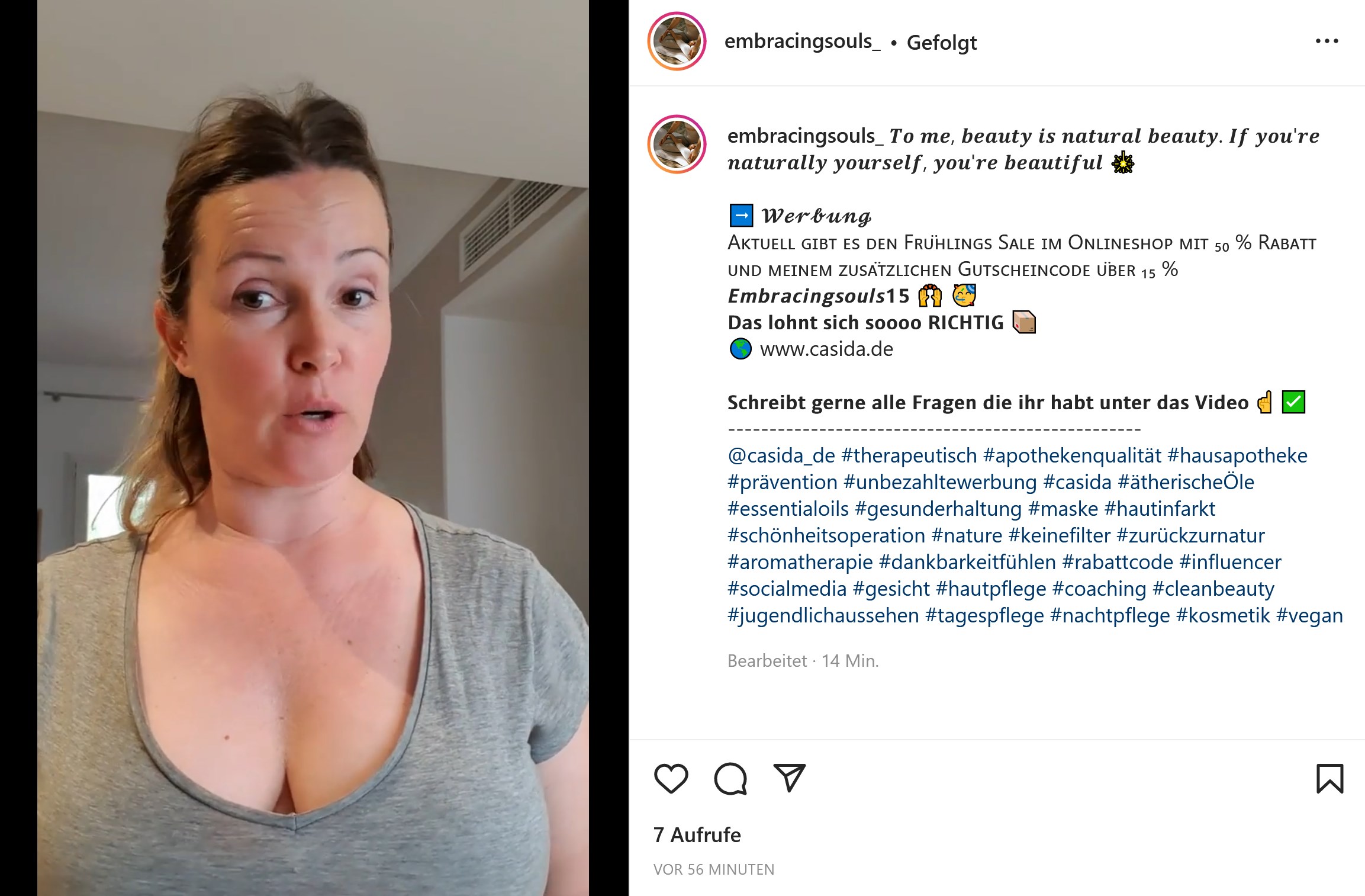 Bianca Döhring Rabatt Werbung Lügen Schönheit Gesicht Schönheits-OPs Botox Ätherische Öle Rabattcode Casida