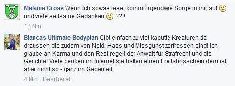 BiBi droht wieder auf ihrer Facebookseite