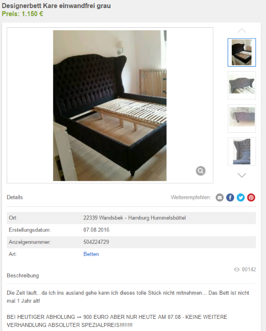 Keiner kauft BiBis Designerbett