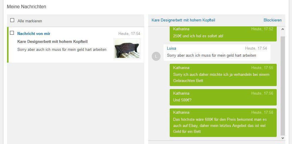 Preise für Designerbett nicht verhandelbar