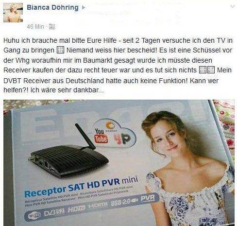 Auch der neue Receiver vom Baumarkt bringt Bianca kein Empfang.