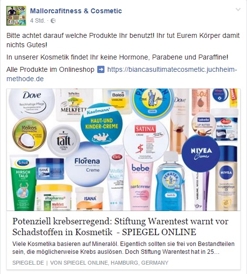 BiBi warnt vor Kosmetik mit Mineralöl, verkauft sie aber selbst!