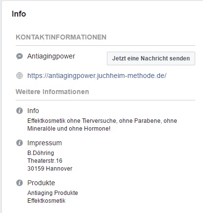 Im Impressum steht B. Döhring mit der Adresse von Agatha Damenmoden in Hannover