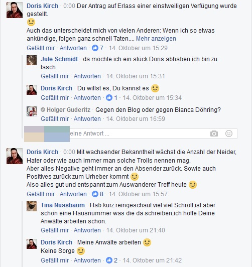 Holger Guderitz und die Fans von Doris Kirch diskutieren über den BiBi-Blog