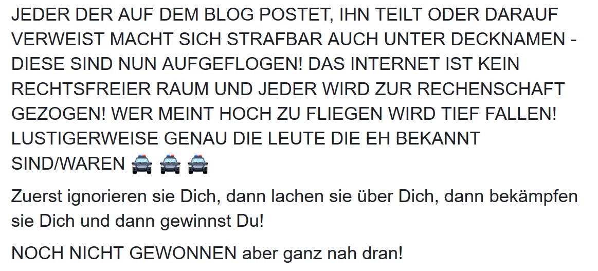 Bianca Döhring - Bedrohung aus Palma Cybermobbing - DV COM PMI Call Center Mallorca - Polizei, Straftat, Blogs, Drohung