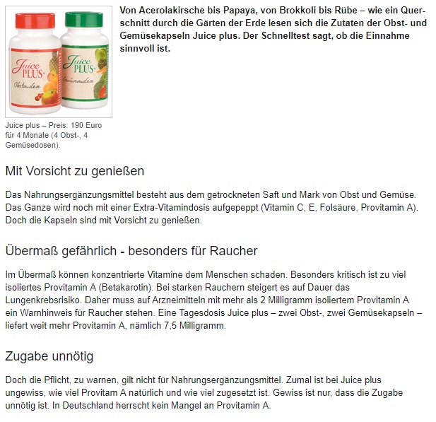 Juice Plus Werbung