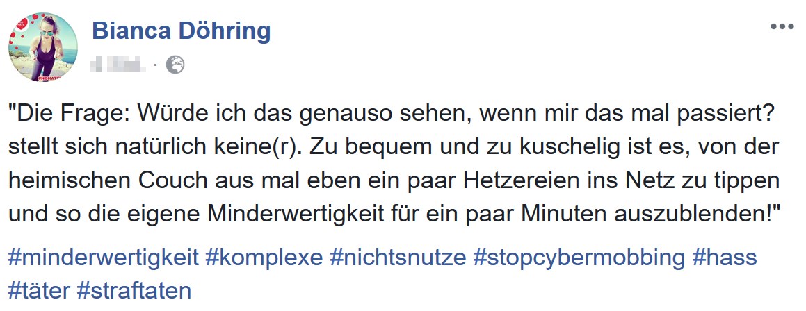 Verbrecherin Bianca Döhring, Verbrecher-Döhring, Cybermobbing Verbrechen