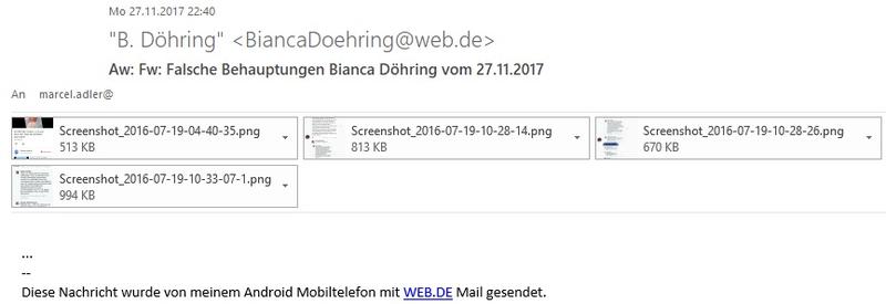 Bianca Döhring - E-Mail - Drohung Mallorca - Marcel Adler
