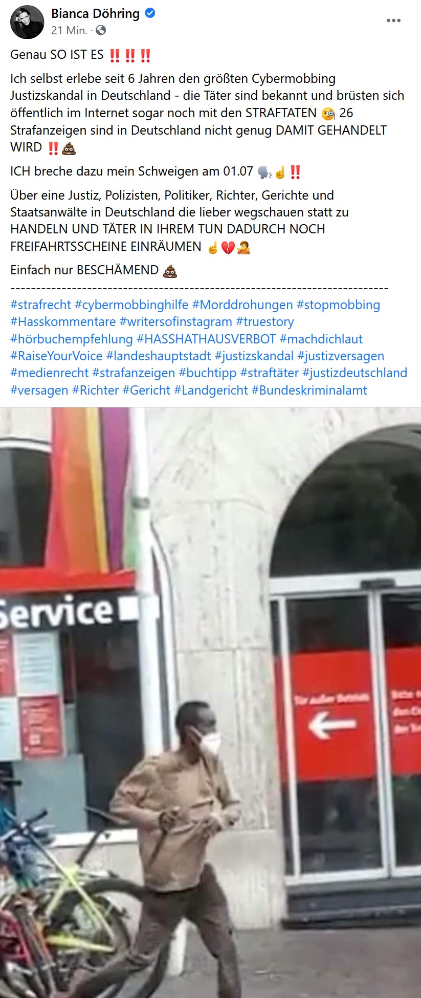 Terroranschlag Würzburg Bianca Döhring zeigt Messermann Täter für ihr Cybermobbing