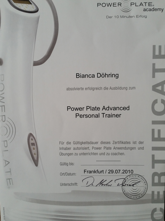 Bianca Döhring Power Plate Mallorca gefälschtes Zertifikat Fälschung Betrug Fitness Trainer Gesundheit